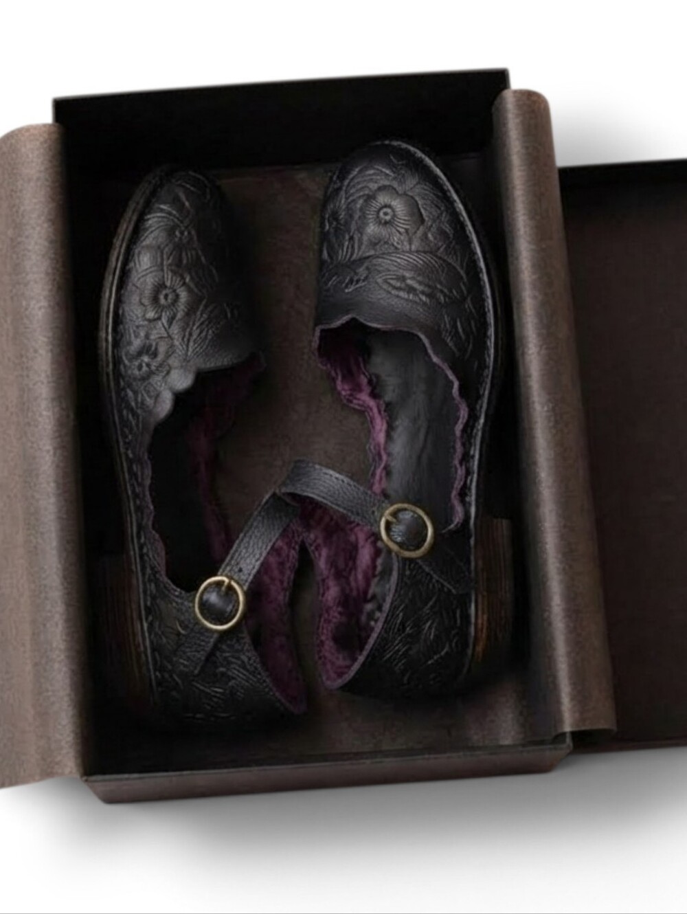 Artisan Handmade Ostrich Leather with Purple Silk Lining - ETRNLY Eos Flats - Picture 12 of 12